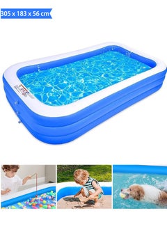 VUCATIN Inflatable Swimming Pool Thickened Full-Sized Above Ground Kiddie Inflatable Family Swimming Lounge Pool Outdoor Toys for Kids & Adults Blow up Pool for Backyard Patio (305 x 183 x 56 cm（L x W x H）)  - Image 1