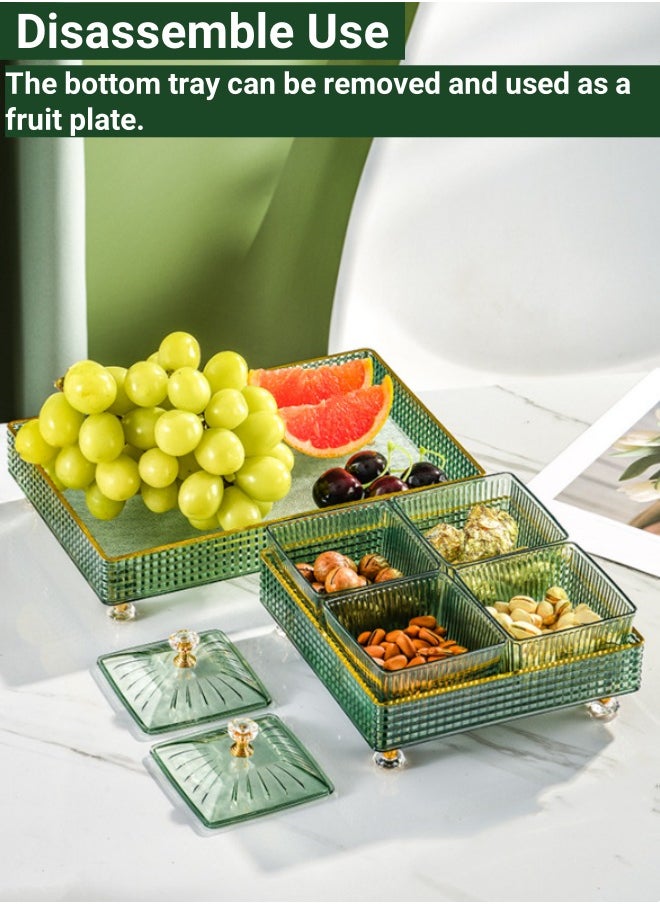 Generic Snack Serving Tray, 4 Removable Divided Dried Fruit Plate Clear Snack Storage Box with Lid, Desktop Organizer for Fruits Nuts Candies Crackers Veggies  - Image 4
