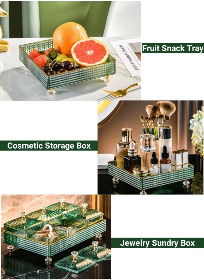 Generic Snack Serving Tray, 4 Removable Divided Dried Fruit Plate Clear Snack Storage Box with Lid, Desktop Organizer for Fruits Nuts Candies Crackers Veggies  - Image 5