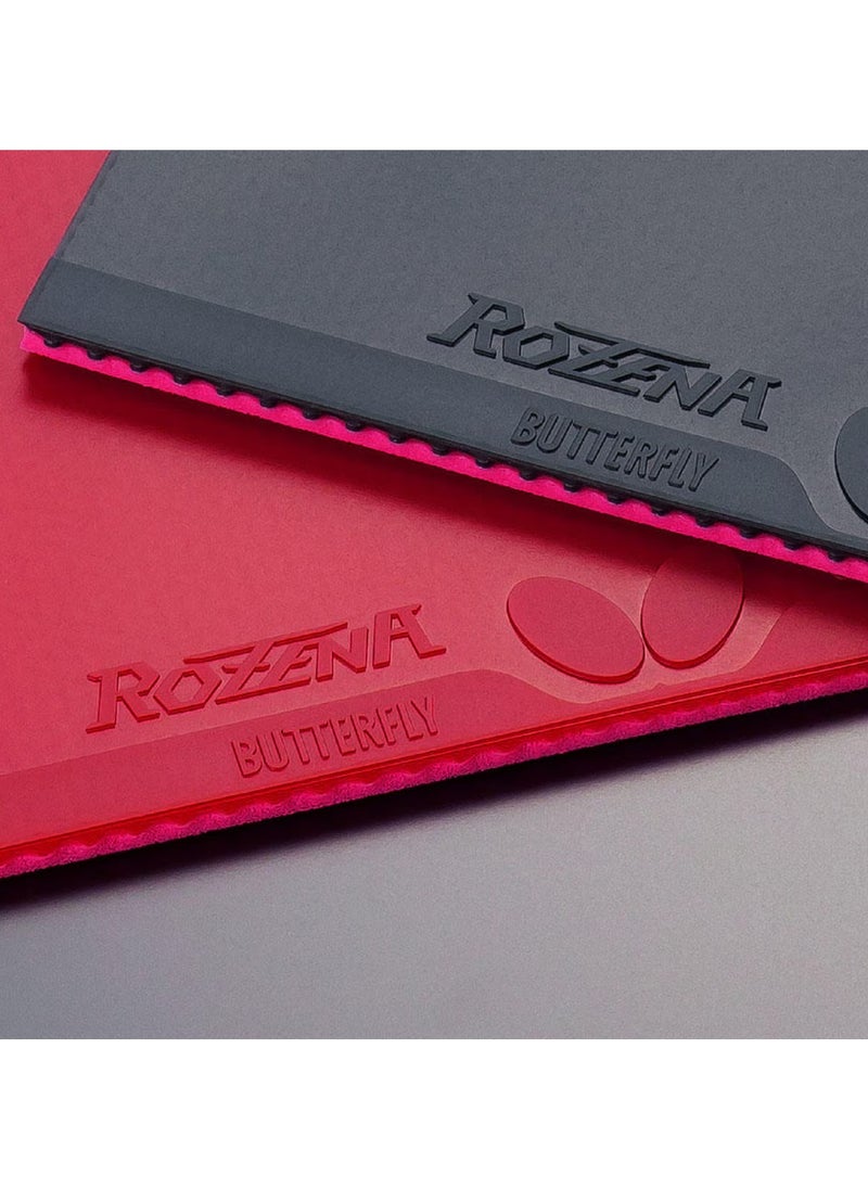BUTTERFLY - 2 Table Tennis Racket Rubber, Type  ( Rozena ) , black And Red 2.1 mm, Original - Image 1