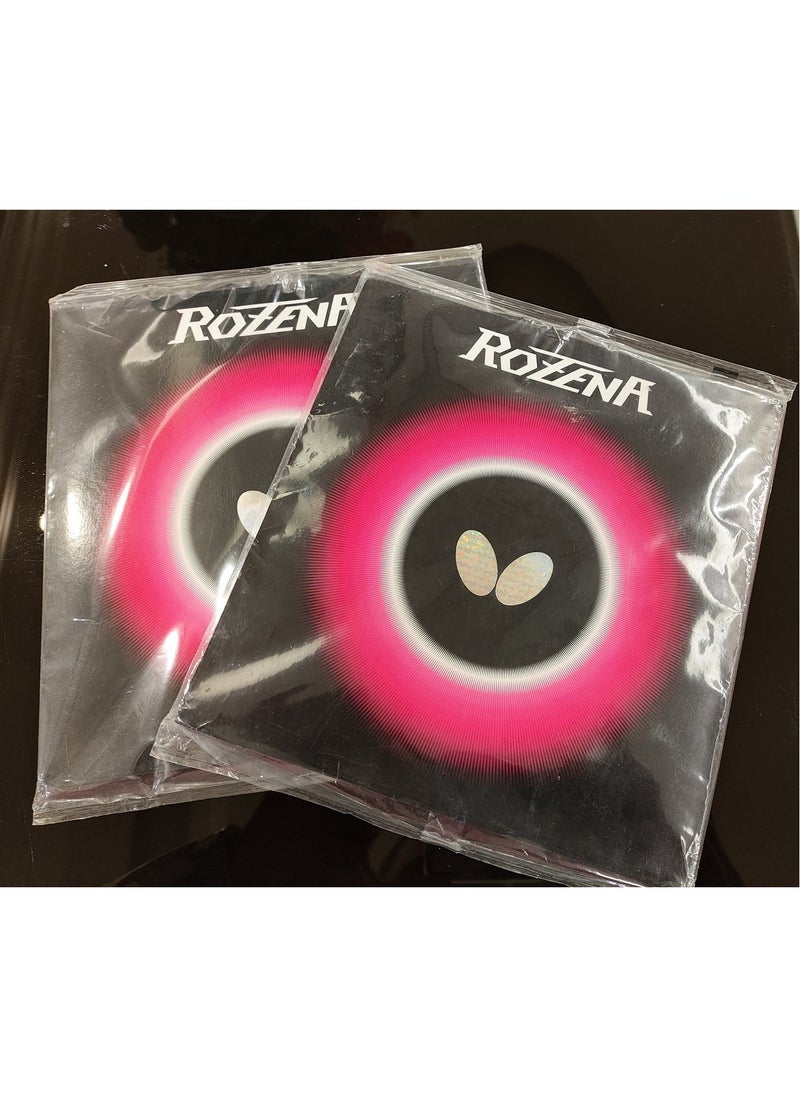 BUTTERFLY - 2 Table Tennis Racket Rubber, Type  ( Rozena ) , black And Red 2.1 mm, Original - Image 1