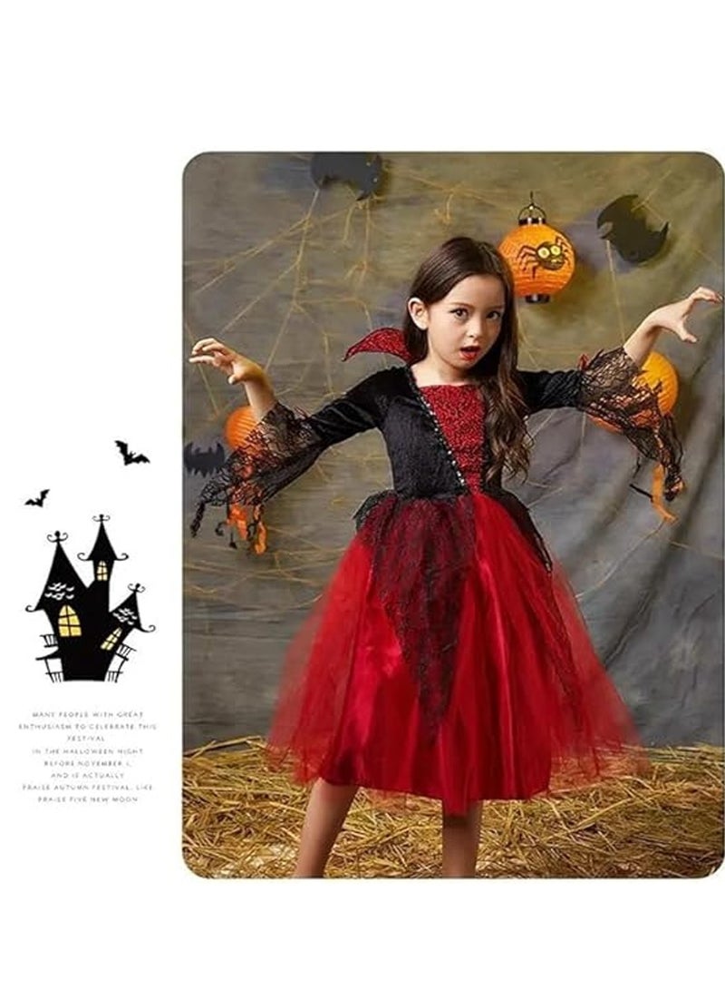 Brain Giggles Brain Giggles Kids Girl Vampire Dress Fancy Costume Cosplay for Dress Up Party Role Playing - Medium  - Image 3