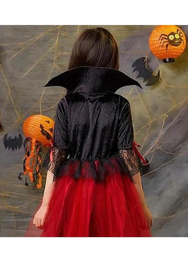 Brain Giggles Brain Giggles Kids Girl Vampire Dress Fancy Costume Cosplay for Dress Up Party Role Playing - Medium  - Image 2