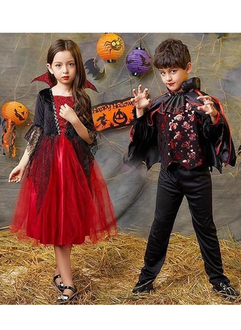 Brain Giggles Brain Giggles Kids Girl Vampire Dress Fancy Costume Cosplay for Dress Up Party Role Playing - Medium  - Image 4