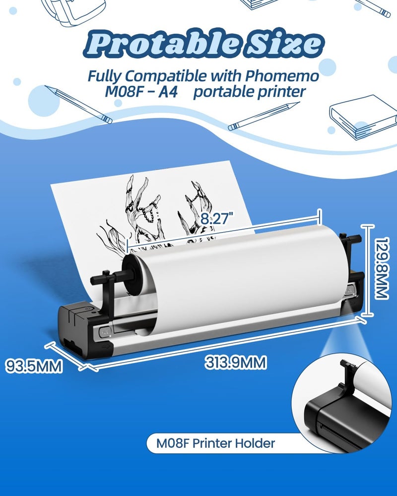 Phomemo A4 Size 8.27"x11.69" Thermal Paper for M08F Portable Printer, Quick-Dry Thermal Printer Paper Rolls, 50sheets/Roll - Image 2