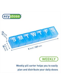 Ezy Dose Weekly (7-Day) Pill Organizer, Vitamin Planner, and Medicine Box, Medium Compartments, Blue  - Image 2