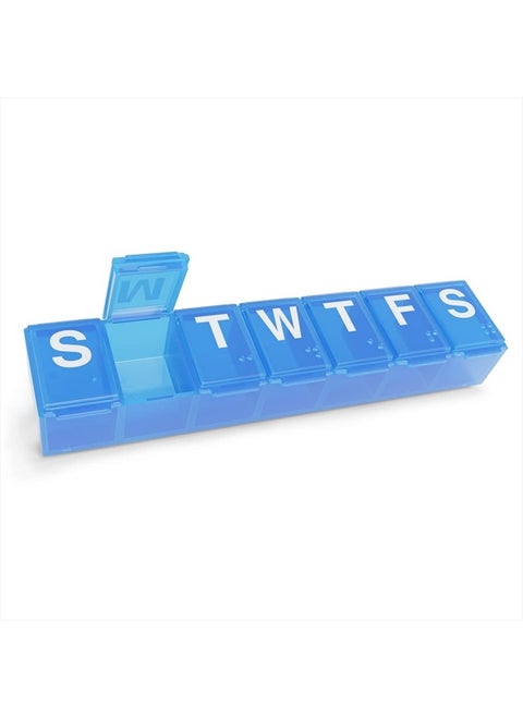 Weekly (7-Day) Pill Organizer, Vitamin Planner, and Medicine Box, Medium Compartments, Blue