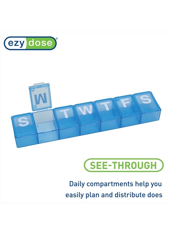 Ezy Dose Weekly (7-Day) Pill Organizer, Vitamin Planner, and Medicine Box, Medium Compartments, Blue  - Image 4
