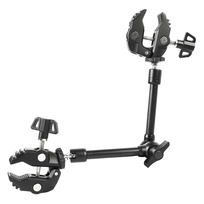 PellKing Magic Arm Clamp Kit, Camera Mount Articulating Friction Arm w 2 Pcs Super Clamp, w 1/4"-20 Screw and Thread Hole, for Camera, Light, Monitor, Webcam or Action Camera 2kg, for Table, Tube - Image 1