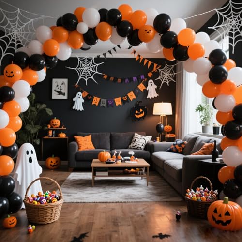 RUBFAC 129pcs Orange Balloons Different Sizes 18/12/10/5 Inches, Burnt Orange Fall Balloon Arch Kit Garland for Halloween Thanksgiving Party Baby Shower Birthday Decoration - Image 5