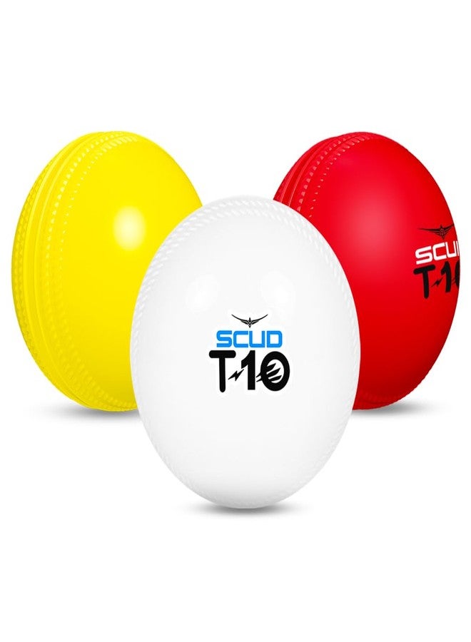 SCUD T10 PVC Wind Ball for Practice | Indoor & Outdoor Soft Training Cricket Ball for Coaching & Daily Practice | Lightweight 80-85 g Durable PVC Construction (Pack of 3pc Balls, Multicolor) - Image 1