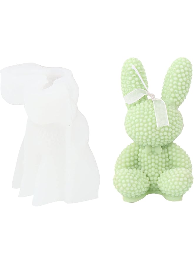 The Bros 3D Bunny Candle Mold Rabbit Silicone Mold for Fondant, Chocolate, Dessert, Cake Decor, Candle, Soap, Polymer Clay, Plaster Ornament, Resin Art (Rabbit) - Image 1
