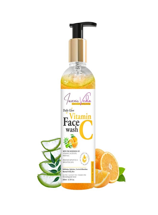 Iuvenis Veda Vitamin C Face Wash Brightening and Refreshing With the goodness of Vitamin E, Aloe Vera, Neem etc Removes Impurities And Brightens Skin For Men & Women All Skin Type (200 ML) - Image 1