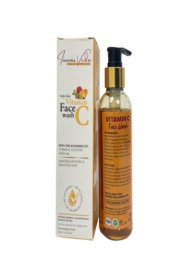 Iuvenis Veda Vitamin C Face Wash Brightening and Refreshing With the goodness of Vitamin E, Aloe Vera, Neem etc Removes Impurities And Brightens Skin For Men & Women All Skin Type (200 ML) - Image 3
