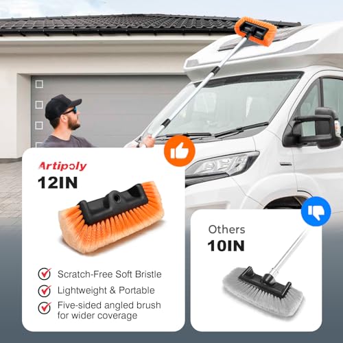 ARTIPOLY 12" Car Wash Brush Head with Soft Bristle for Auto RV Truck Boat Camper Exterior Washing Cleaning - Image 2