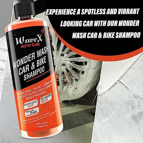 Wavex Car Polish Kit 12 Pcs | Includes Car Dashboard Polish, Car Wax, Tyre Polish, Car Shampoo, Windshield Washer & Car Freshener, Scratch Remover, 2 Cloths, 3 Applicators - Car Washing Kit - Image 4