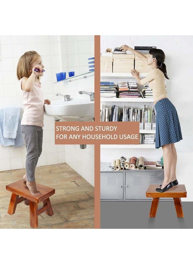 XDSTOOL Small Stool Wooden Step Stool Footstool Solid Wood 8 inch for Kids Adults Plant Stand Fishing Stool (White) - Image 3