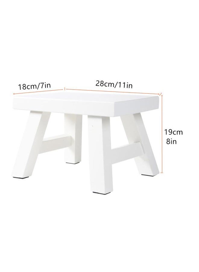 XDSTOOL Small Stool Wooden Step Stool Footstool Solid Wood 8 inch for Kids Adults Plant Stand Fishing Stool (White) - Image 5