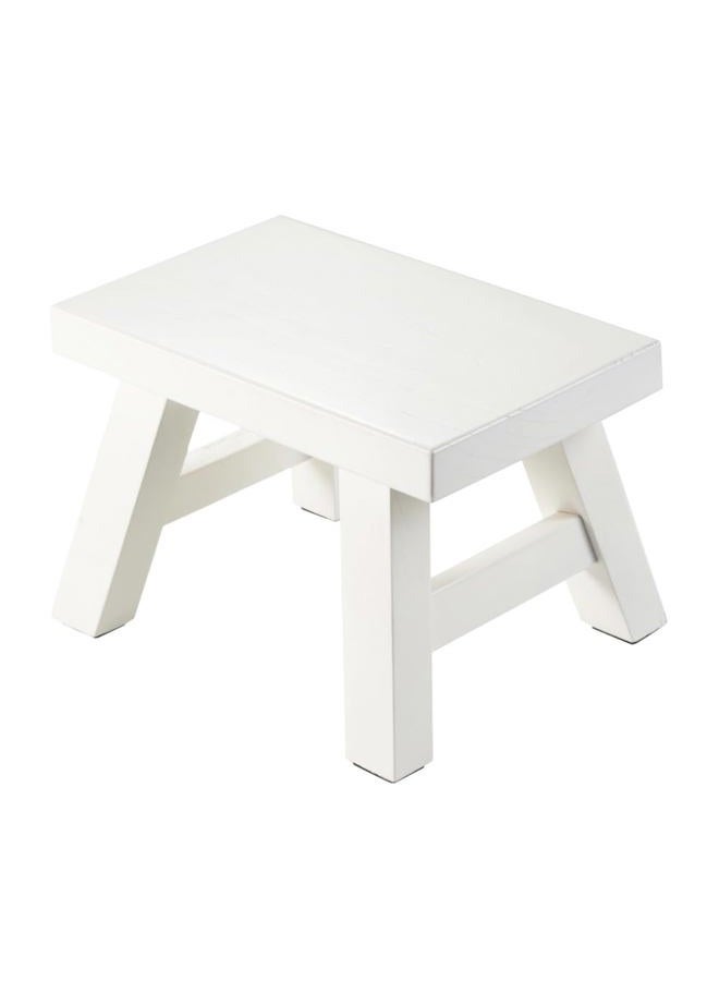 XDSTOOL Small Stool Wooden Step Stool Footstool Solid Wood 8 inch for Kids Adults Plant Stand Fishing Stool (White) - Image 1