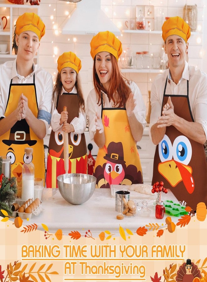 Liitrsh 8 Pcs Kids Thanksgiving Aprons and Chef Hat Set Turkey Party Supplies Adjustable Kids Cooking Aprons for Boys Girls Kitchen Baking Painting Training Wear Thanksgiving Carnival Party Supplies - Image 3
