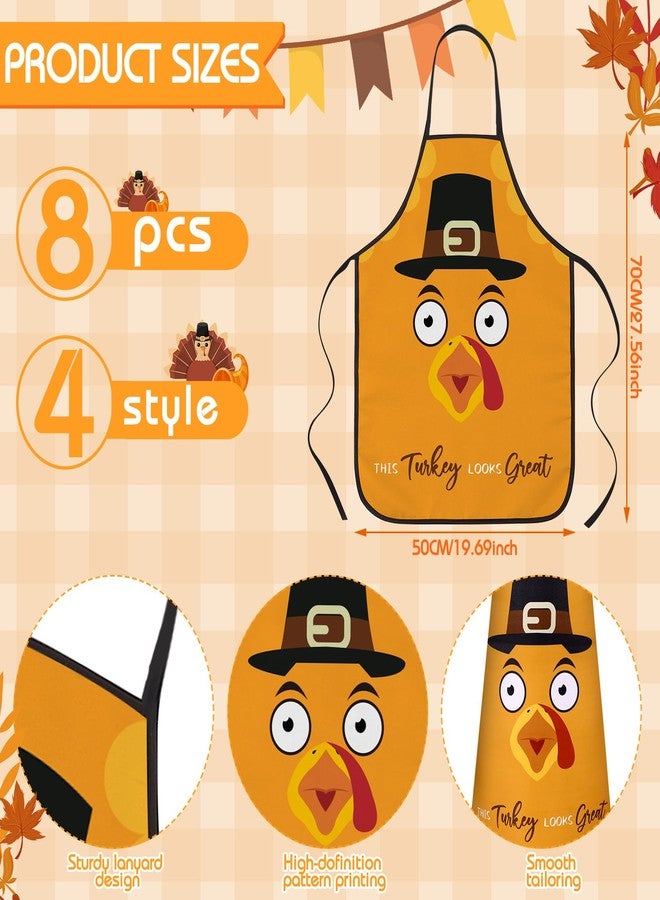 Liitrsh 8 Pcs Kids Thanksgiving Aprons and Chef Hat Set Turkey Party Supplies Adjustable Kids Cooking Aprons for Boys Girls Kitchen Baking Painting Training Wear Thanksgiving Carnival Party Supplies - Image 2