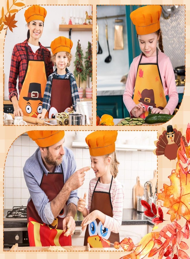 Liitrsh 8 Pcs Kids Thanksgiving Aprons and Chef Hat Set Turkey Party Supplies Adjustable Kids Cooking Aprons for Boys Girls Kitchen Baking Painting Training Wear Thanksgiving Carnival Party Supplies - Image 4