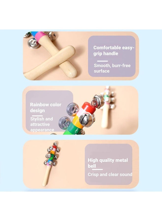 Wooden Jingle Bell Stick Colorful Handle Bell Stick Develop Musical Ability Interactive Toy with Smooth Surfaces - Image 3