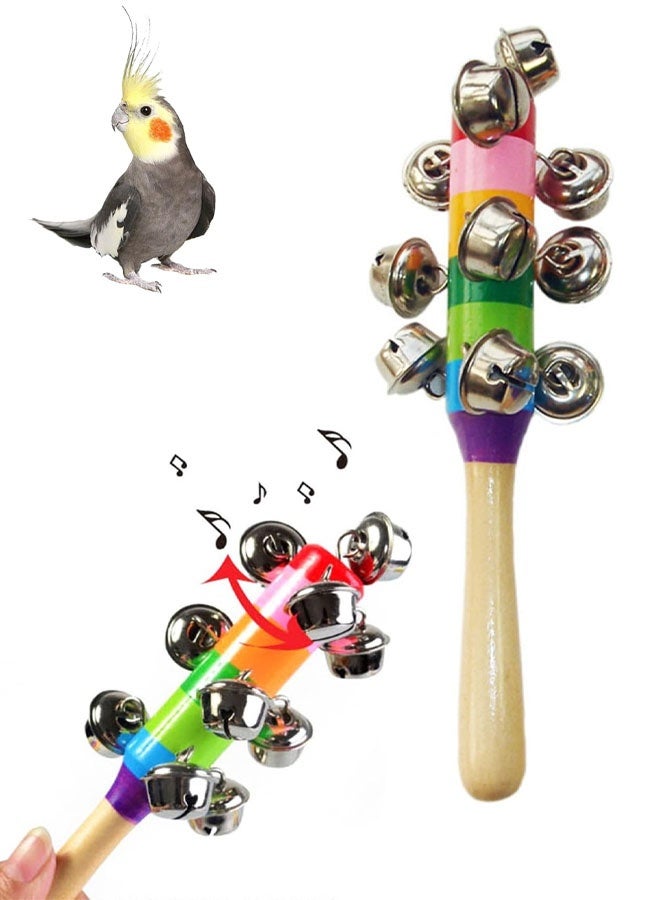 Wooden Jingle Bell Stick Colorful Handle Bell Stick Develop Musical Ability Interactive Toy with Smooth Surfaces - Image 1