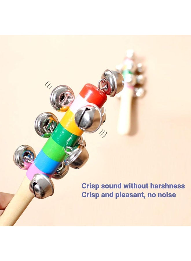 Wooden Jingle Bell Stick Colorful Handle Bell Stick Develop Musical Ability Interactive Toy with Smooth Surfaces - Image 2