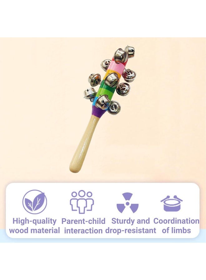 Wooden Jingle Bell Stick Colorful Handle Bell Stick Develop Musical Ability Interactive Toy with Smooth Surfaces - Image 4