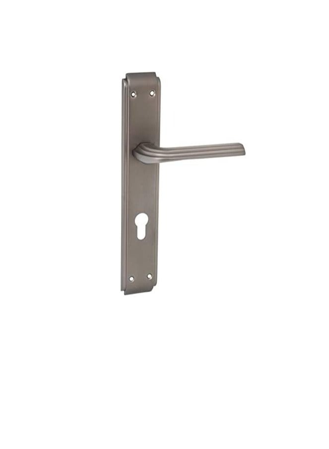 ROBUSTLINE Robustline Door Lockset (Handle and Lockbody) | 85MM Centre to Centre | Grey Color | Lines Pattern Handle - Image 1