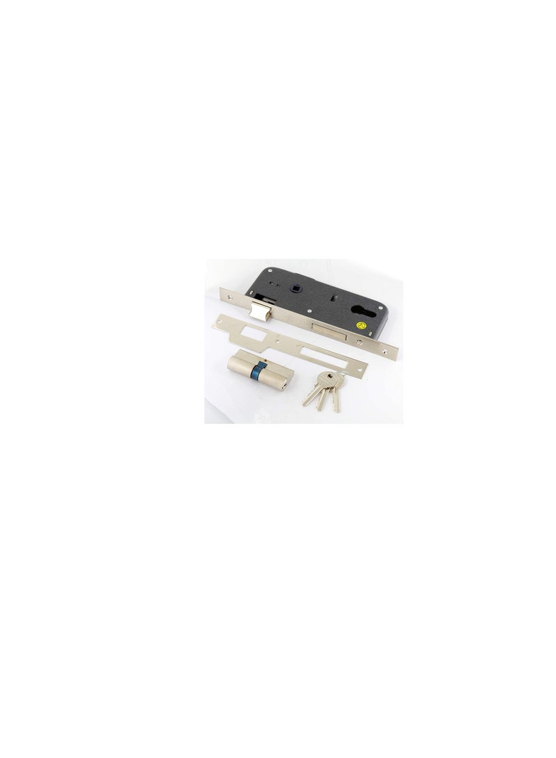 ROBUSTLINE Robustline Door Lockset (Handle and Lockbody) | 85MM Centre to Centre | Grey Color | Lines Pattern Handle - Image 3