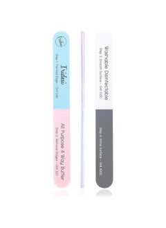 Iridesi Iridesi 4 Way Finger Nail File and Buffer, Emery Boards for Natural Nails, 4 Fingernail Files in 1, Professional Filer Board and Shiners, 7 Inches Long, Salon Supplies Buffers Shine Kit, 12 Pack  - Image 1