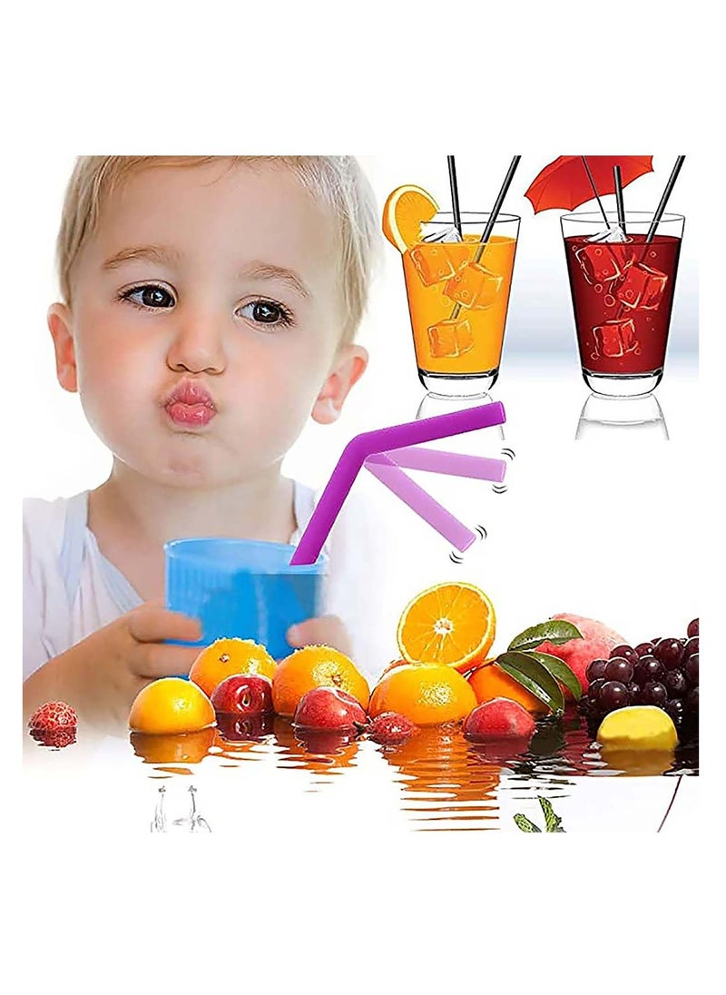SYOSI 12-Pack Reusable Silicone Drinking Straws, Size 8''x10 MM, Including 6 Straight and 6 Bent with 4 Cleaning Brush BPA Free - Perfect For Smoothies, Tea, Juice (With Bag)  - Image 2
