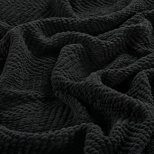 Home Soft Things Black Throw Blanket Knitted Tweed Throw 50'' x 60'', Raven, Super Soft Cozy Warm Comfortable Breathable Throw for Living Room Chair Couch Bed Sofa Bedroom Home Décor - Image 5