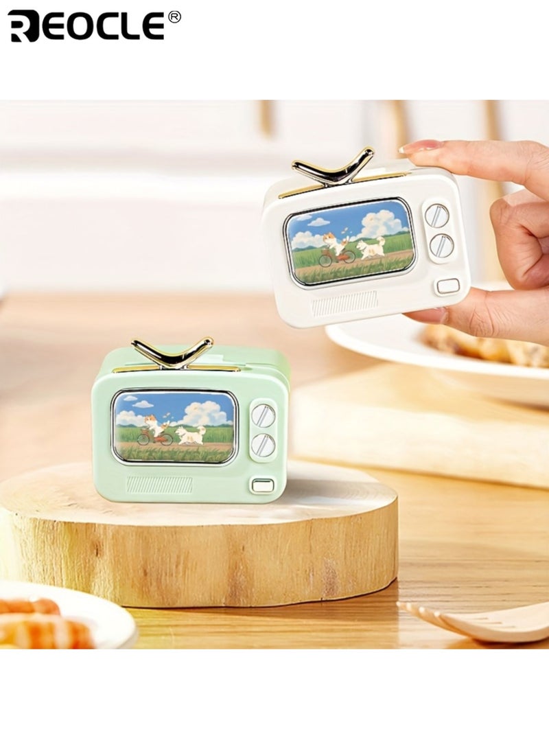 ريوكل موزع أعواد أسنان على شكل تلفزيون قديم بميزة الخروج التلقائي وحزمة أعواد أسنان مجانية - منظف على الطراز الكلاسيكي بتصميم مضغوط لديكور طاولة الطعام والمطبخ - Image 4