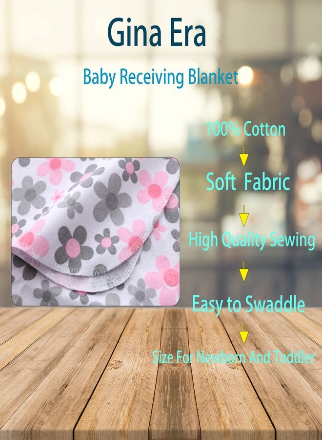 Gina Era Flannel Receiving Blankets, Baby Swaddle Blankets 100% Cotton 4 Pcs One Size 30 X 30 Inch for Baby Boy or Baby Girl (Style11) - Image 2