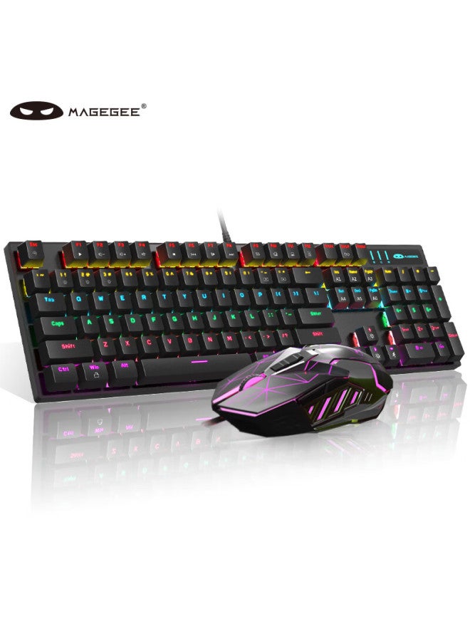 Magegee Mechanical Storm Gaming Set, Mechanical Keyboard And Mouse Combo, Backlit Gaming Keyboard And Mouse Set For Desktop And Laptop, Black With Mixed Backlight, Black Switch - Image 1
