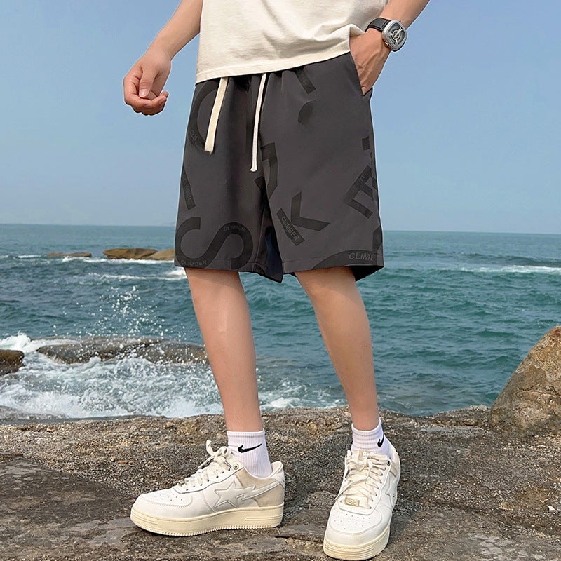 Mens Summer Ice Silk Quick-Dry Shorts 205 Pink  - Image 3