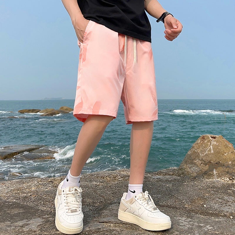 Mens Summer Ice Silk Quick-Dry Shorts 205 Pink  - Image 1