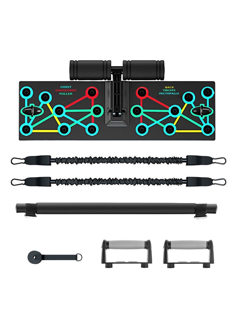 Viden - Multifunctional Push-up Board 14-in-1 Professional Exercise Equipment With Pilates Bar Resistance Band And Push-ups For Whole Body Muscle Training And Body Shaping Suitable For Home Office And Gym - Image 1