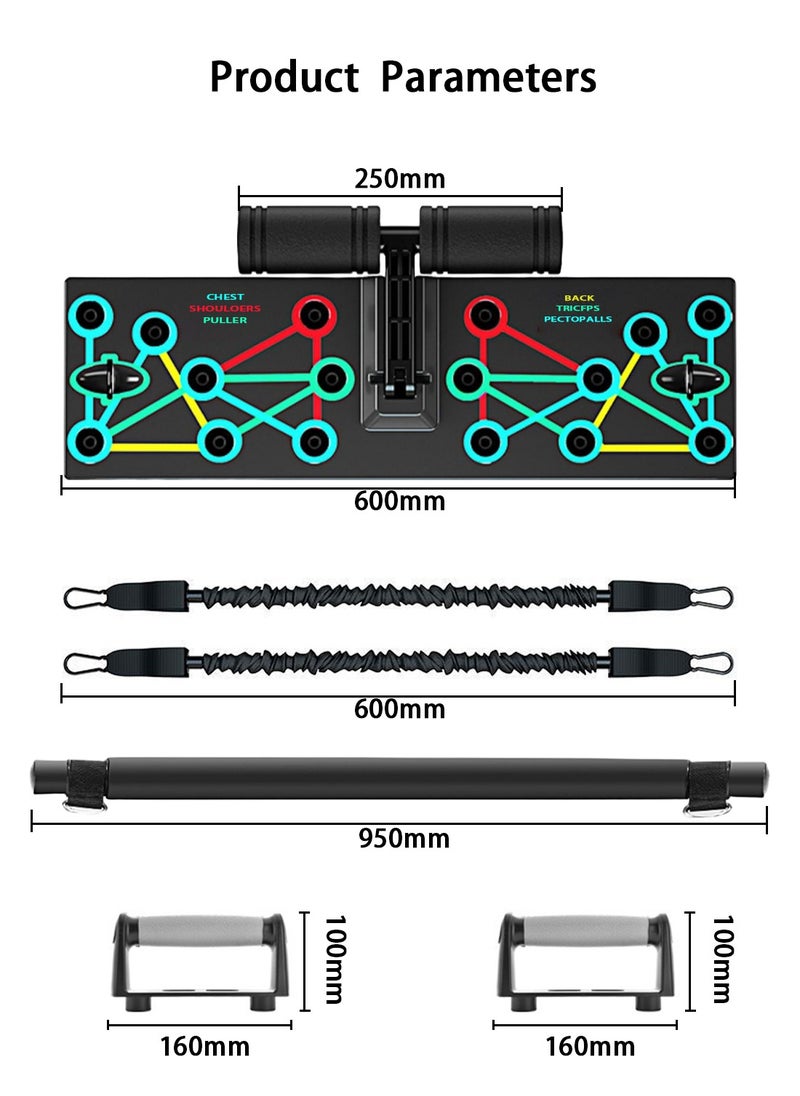 Viden - Multifunctional Push-up Board 14-in-1 Professional Exercise Equipment With Pilates Bar Resistance Band And Push-ups For Whole Body Muscle Training And Body Shaping Suitable For Home Office And Gym - Image 1