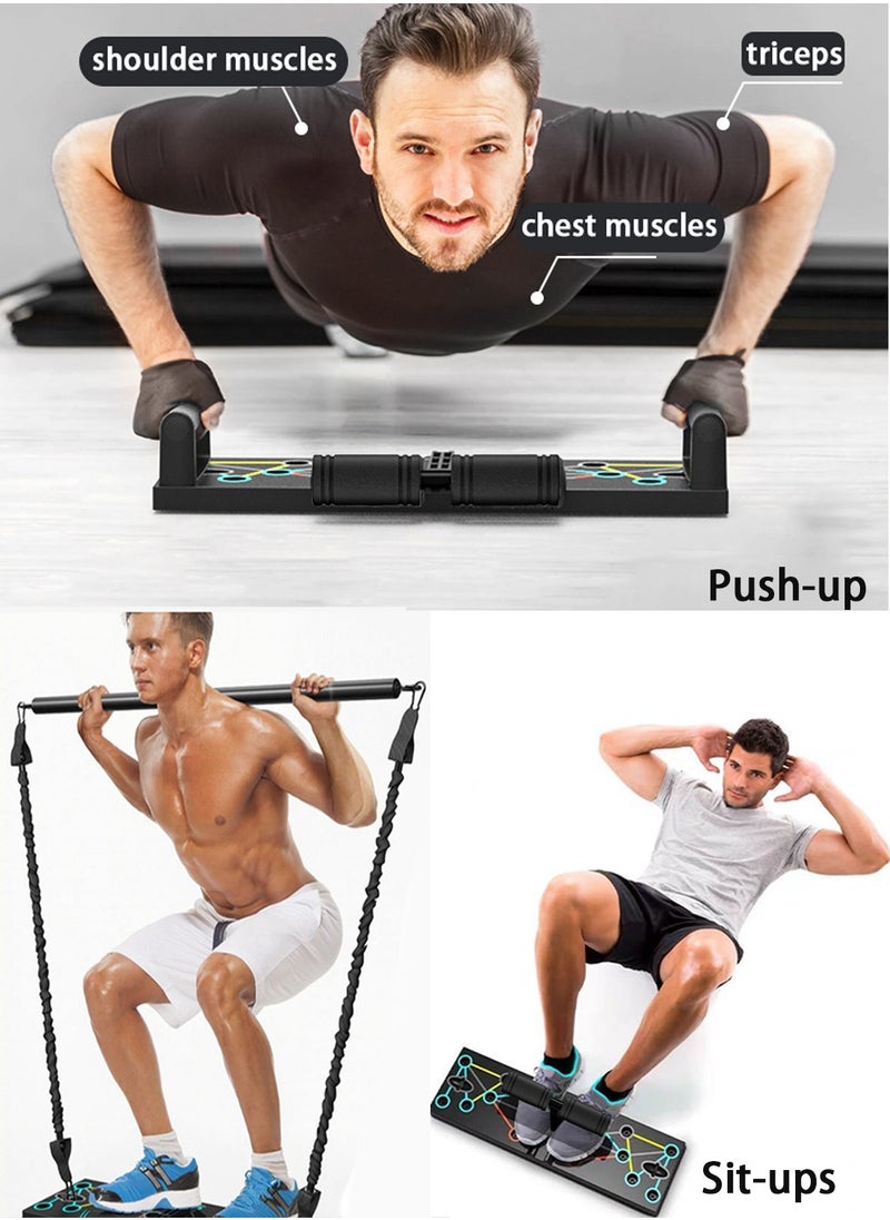 Viden - Multifunctional Push-up Board 14-in-1 Professional Exercise Equipment With Pilates Bar Resistance Band And Push-ups For Whole Body Muscle Training And Body Shaping Suitable For Home Office And Gym - Image 1