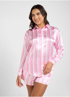 Satin Stripe Shirt & Short Pj Set - pzsku/ZB2F7744514D23BA9C0FCZ/45/_/1741326477/6717dd8c-00a1-45e7-a54e-ade0c735872d