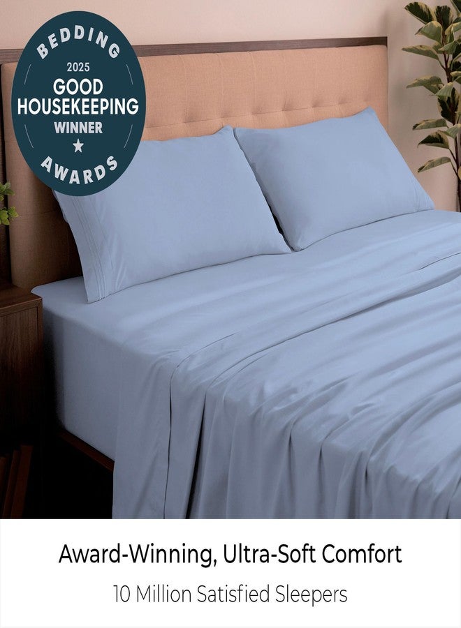Mellanni King Sheets Set - 4 PC Iconic Collection Bedding - Hotel Luxury, Extra Soft, Cooling Bed Sheets - Wrinkle, Fade, Stain Resistant (King, Sky Blue) - Image 2