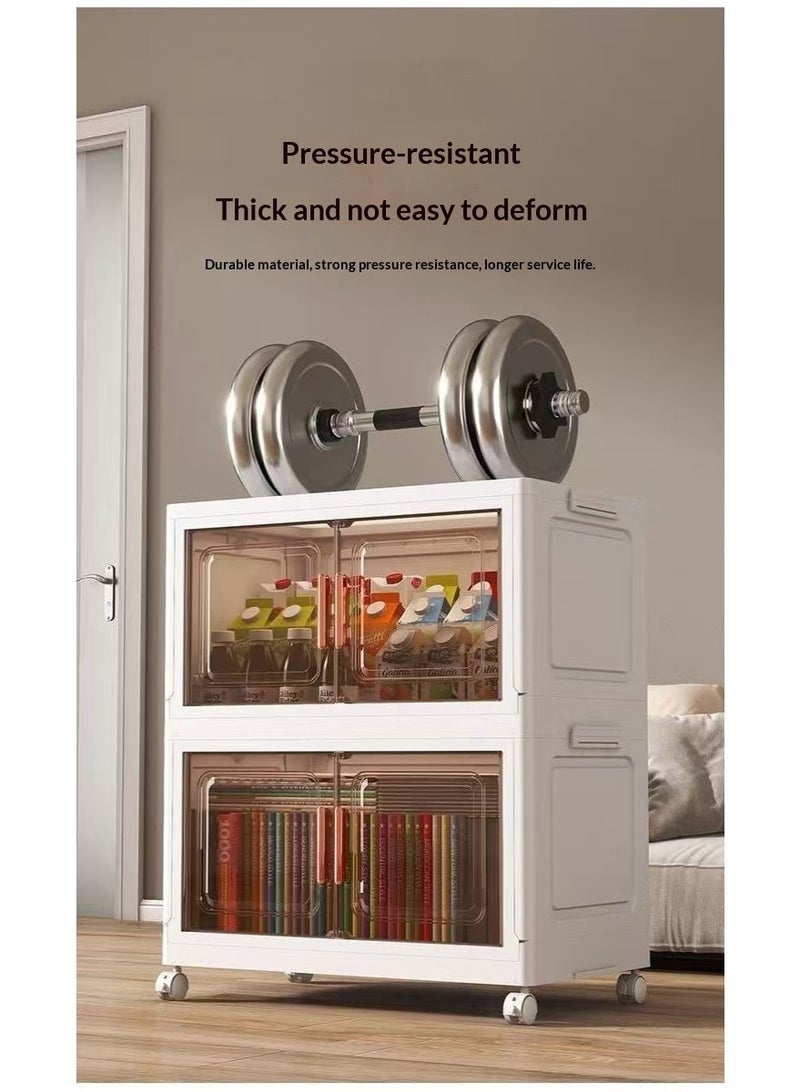 ChenDa 5-Tier Foldable Large-Capacity Storage Organizer with Magnetic Handle Doors & Universal Wheels; Ideal for Storing Clothes, Shoes, Hats, Cosmetics, Various Drinks, Snacks and other daily essentials. - Image 3