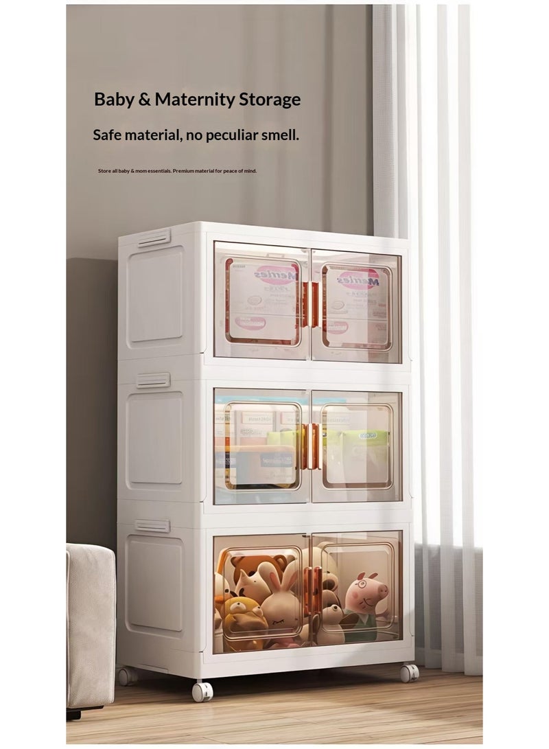 ChenDa 5-Tier Foldable Large-Capacity Storage Organizer with Magnetic Handle Doors & Universal Wheels; Ideal for Storing Clothes, Shoes, Hats, Cosmetics, Various Drinks, Snacks and other daily essentials. - Image 5