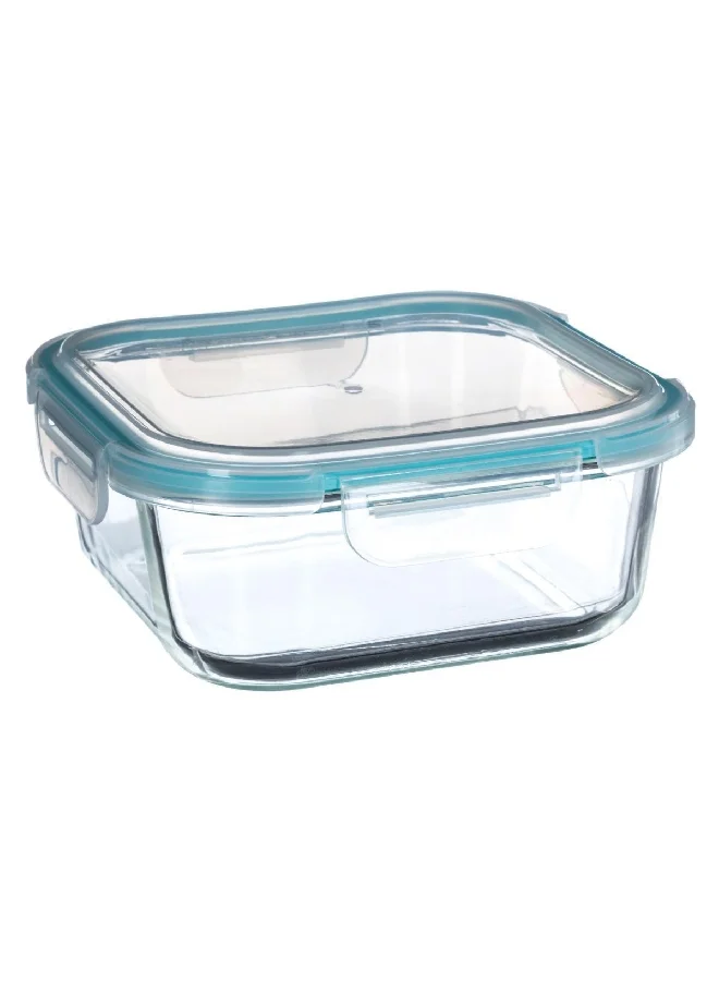 Five Simply Smart 3-Piece Gm Clipeat Square Glass Food Conservation Box Clear And Blue 10.2 X 21.3 X 21.3 Cm 146593