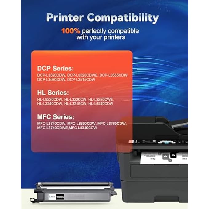 تونر أسود TN248XL (أحدث شرائح، إنتاجية عالية، توافق مثالي) متوافق مع طابعة BROTHER TN248 TN248XLBK لطرازات MFC-L3740CDW MFC-L3760CDW DCP-L3560CDW DCP-L3520CDW HL-L8230CDW HL-L3220CW - Image 2