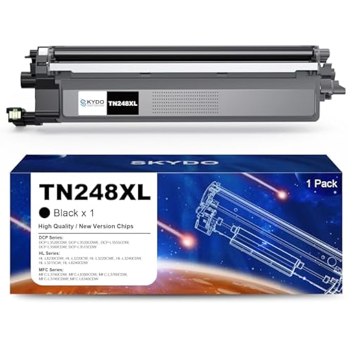 تونر أسود TN248XL (أحدث شرائح، إنتاجية عالية، توافق مثالي) متوافق مع طابعة BROTHER TN248 TN248XLBK لطرازات MFC-L3740CDW MFC-L3760CDW DCP-L3560CDW DCP-L3520CDW HL-L8230CDW HL-L3220CW - Image 1